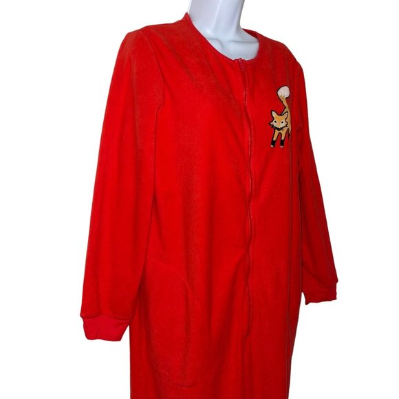 Nick & Nora Red Fox Pajamas Womens M Footed Unionsuit PJs Costume Solid - Picture 4 of 10